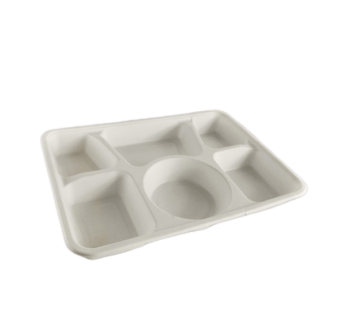 Bagasse 6 Compartment Rectangular Tray