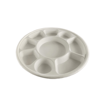 Bagasse 9 Compartment Round Tray