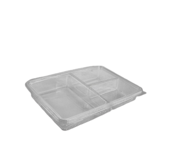 Somoplast 3 Compartment Clear Hinged Large Rectangular Container