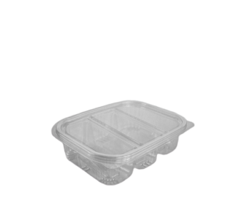 Somoplast 3 Compartment Clear Hinged Oval Container