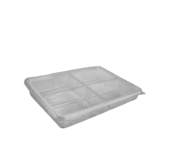 Somoplast 4 Compartment Clear Hinged Rectangular Container