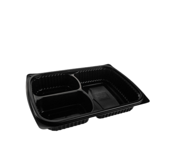 Somoplast Black 3 Compartment Microwavable Take Away Container
